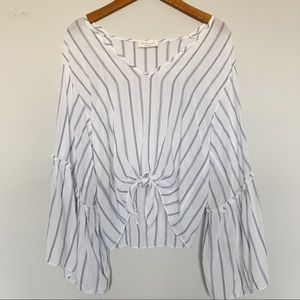 Anthropologie Lavender Field Tie Front Top